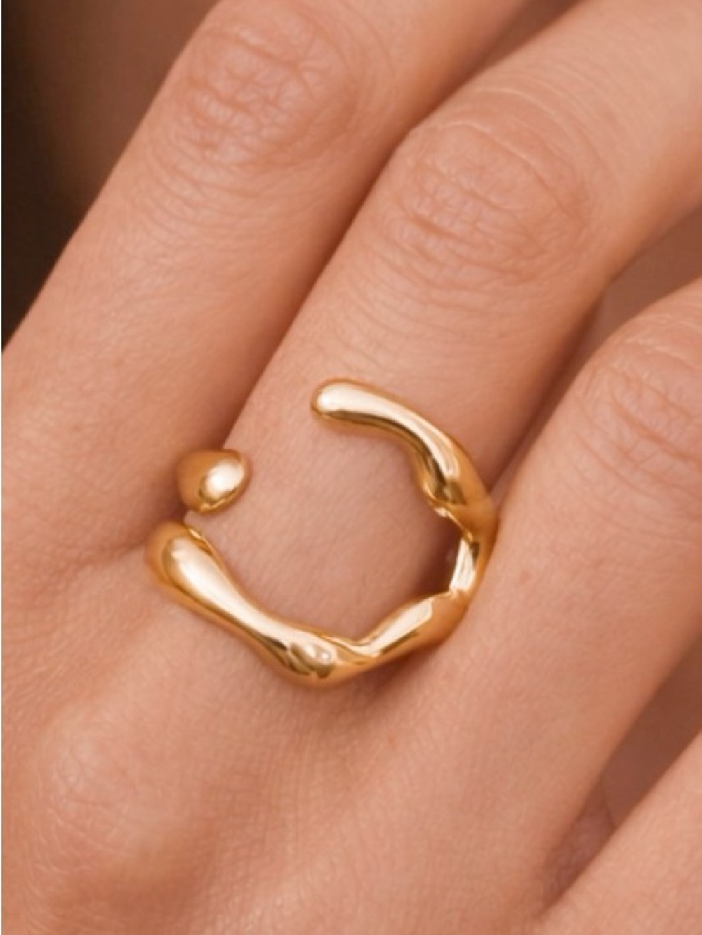 18K Gold Plated Adjustable Ring - Women's Jewelry